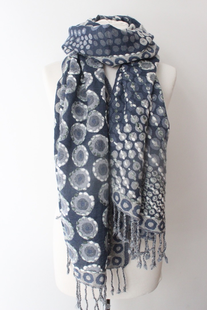 Wool embroidery drops denim WED011